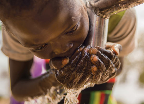 drinking water out of hands