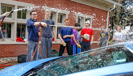 washing cars